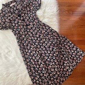 Pink Wheels Multi Colored Short Sleeve Big Button Dress Size XS